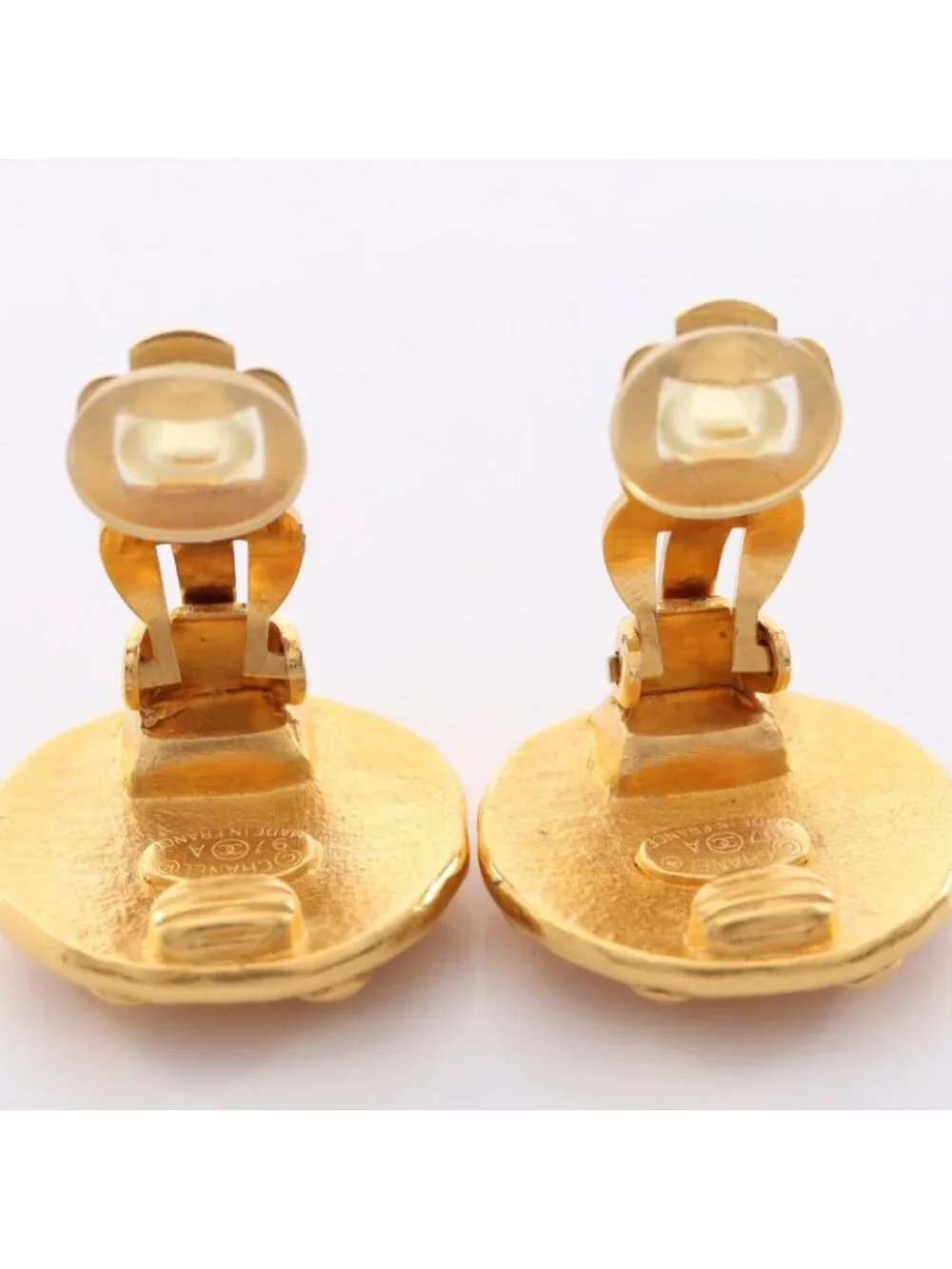 Chanel Earrings CC Logo Dot Round